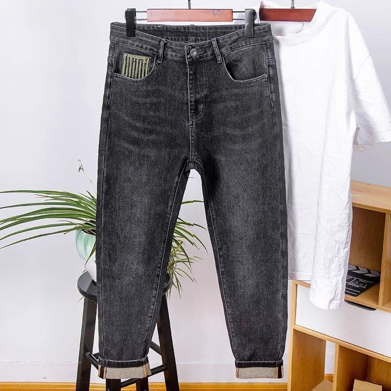 Homens outono novo estilo solto em linha reta na moda masculino venda quente fino ajuste estiramento All-match resistent