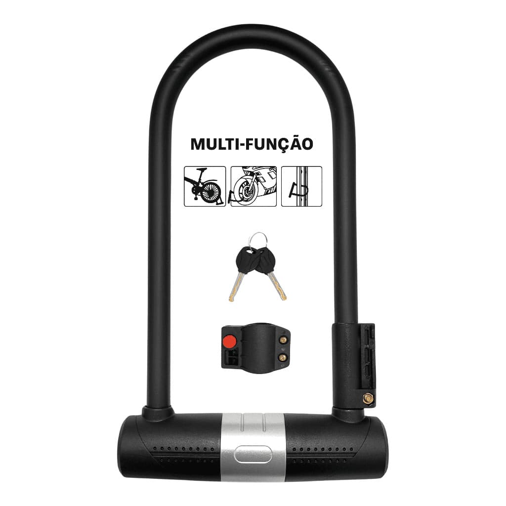 Cadeado U-Lock Grande Reforçado para Bicicleta Elétrica Bike Moto com Suporte