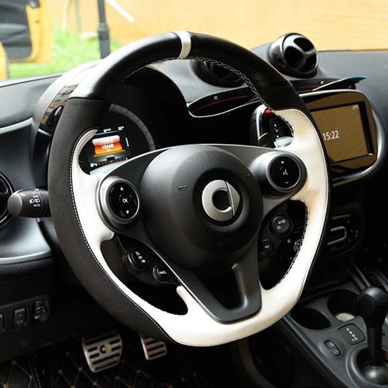 Capa Protetora De Couro Para Volante De Carro , Costurada À Mão , Mercedes Smart 453 Fortwo Forfour , Acessórios Interio