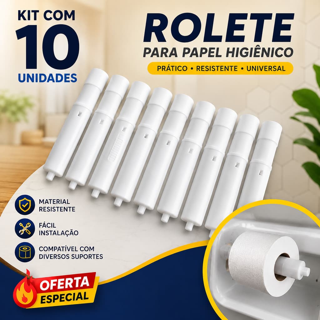 **Rolete para Papel Higiênico Universal Reposição Suporte para Rolo Banheiro Kit 6 ou 10 Unidades**