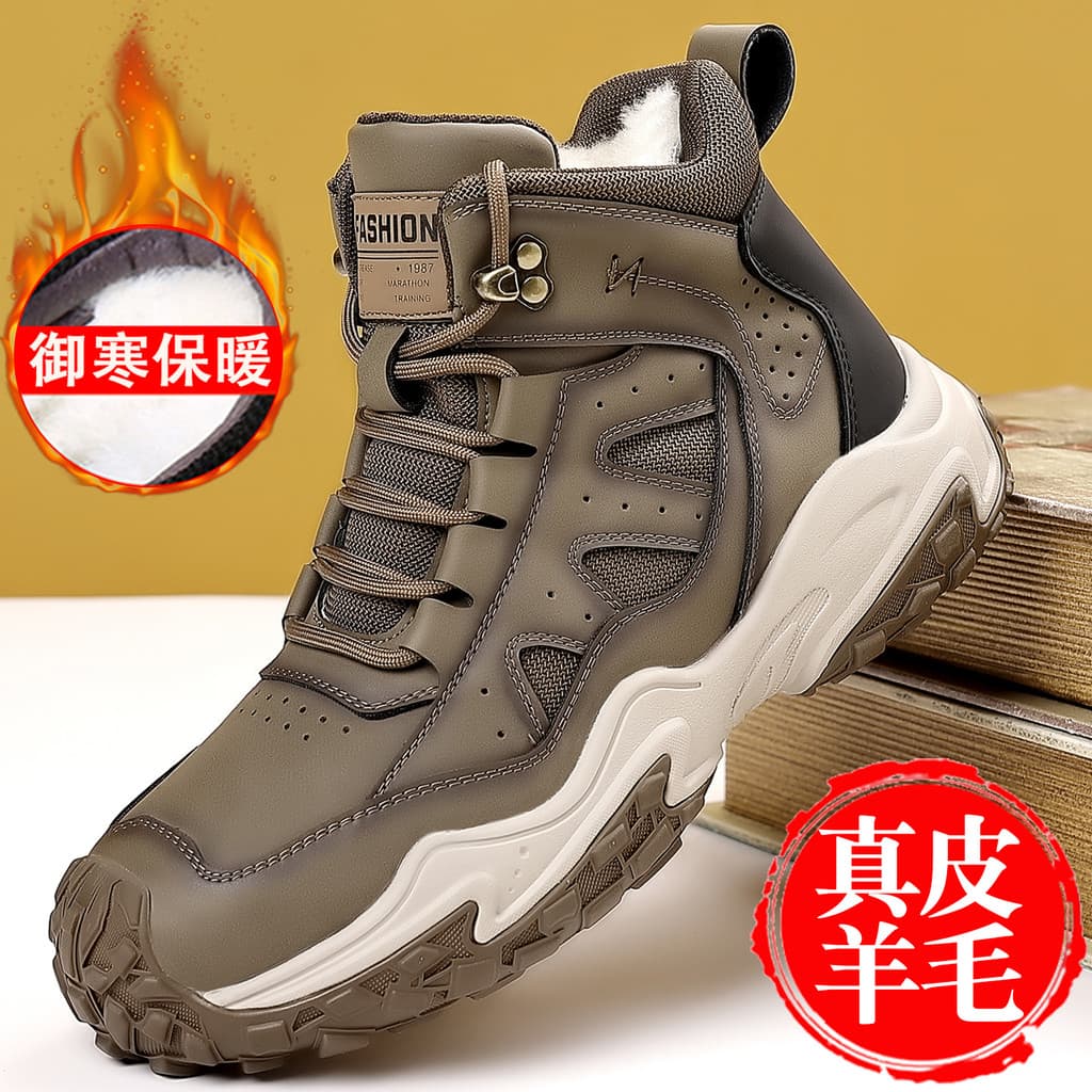 Sapatos de algodão masculinos inverno novo estilo couro genuíno quente forro de lã de alta qualidade nordeste lã sapatos