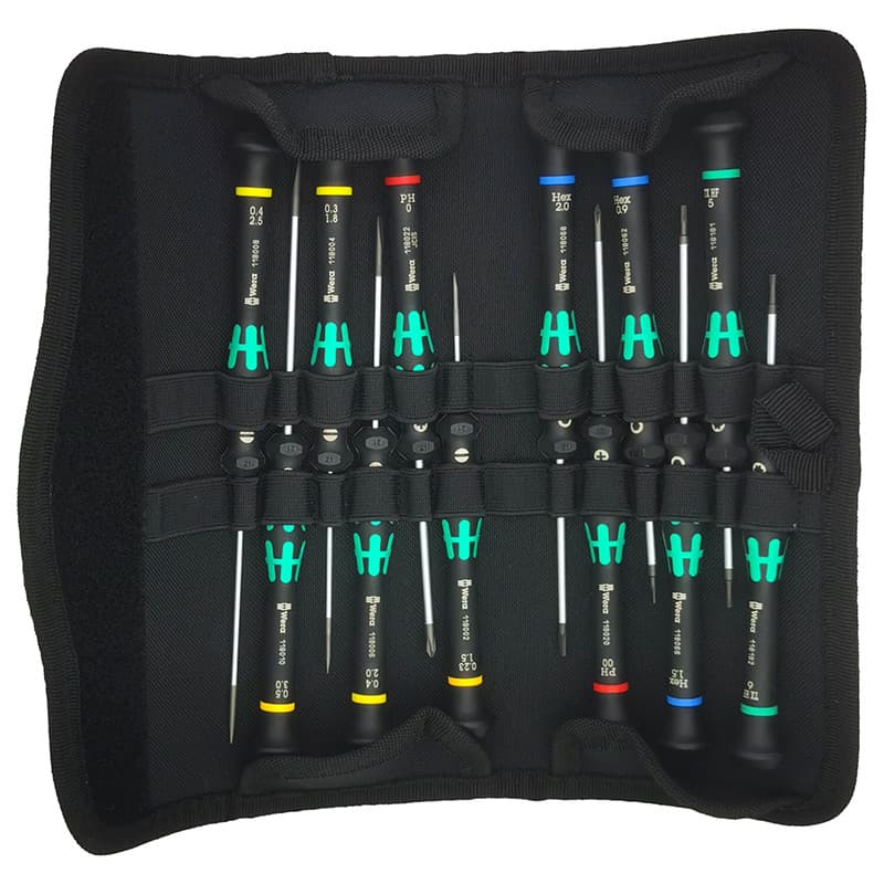 Bolsa de lona de Velcro Alemanha WERA WERA com 12 chaves de fenda de precisão (bolsa vazia)671385