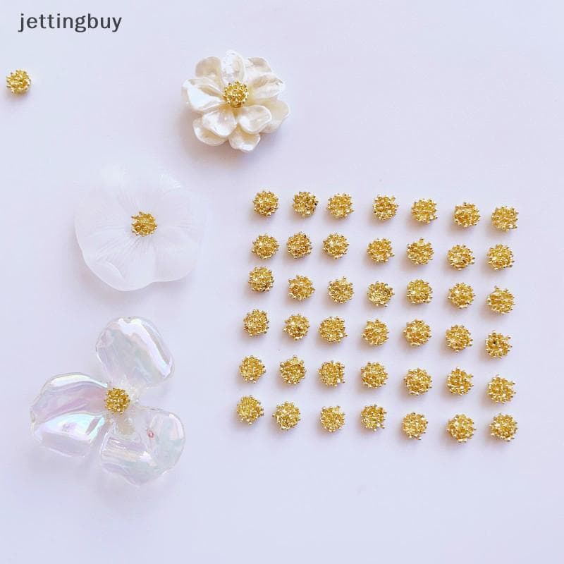 Em Massa 10 Peças 7mm Flor Dourada Estame Liga Flatba Embelezar De Brinco DIY Descobertas Acessório De Joias