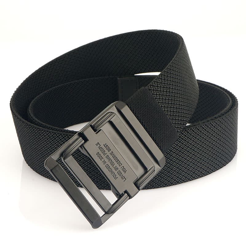 Masculino masculino duplo anel fivela cinto elástico estudante moda na moda Jeans cinto jovem Casual cinto de lona elást