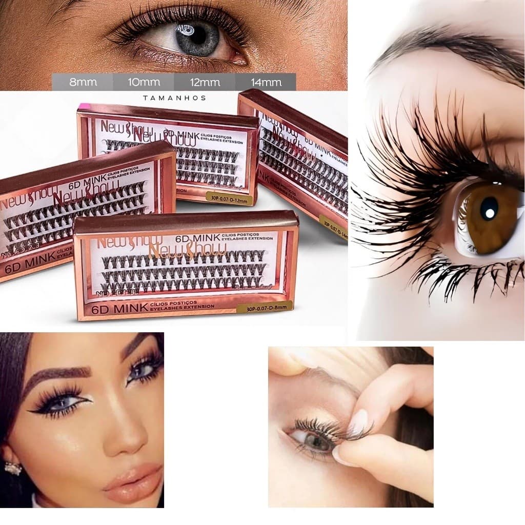 KIT 3 Caixas Cílios Postiços 30P-0.07-D 6D MINK 30P Cílios Postiços 30P Cílios 30P - Tufos sem Nó
