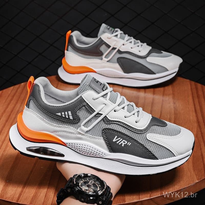 Tênis de malha respirável estilo novo 2026, casuais, com sola grossa e aumento de altura, estilo "dad shoes".