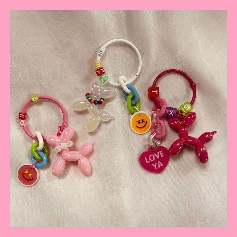 Nova jóias balão carro chaveiro pingente amor acessórios influenciador saco ornamentos meninas presentes balão cão