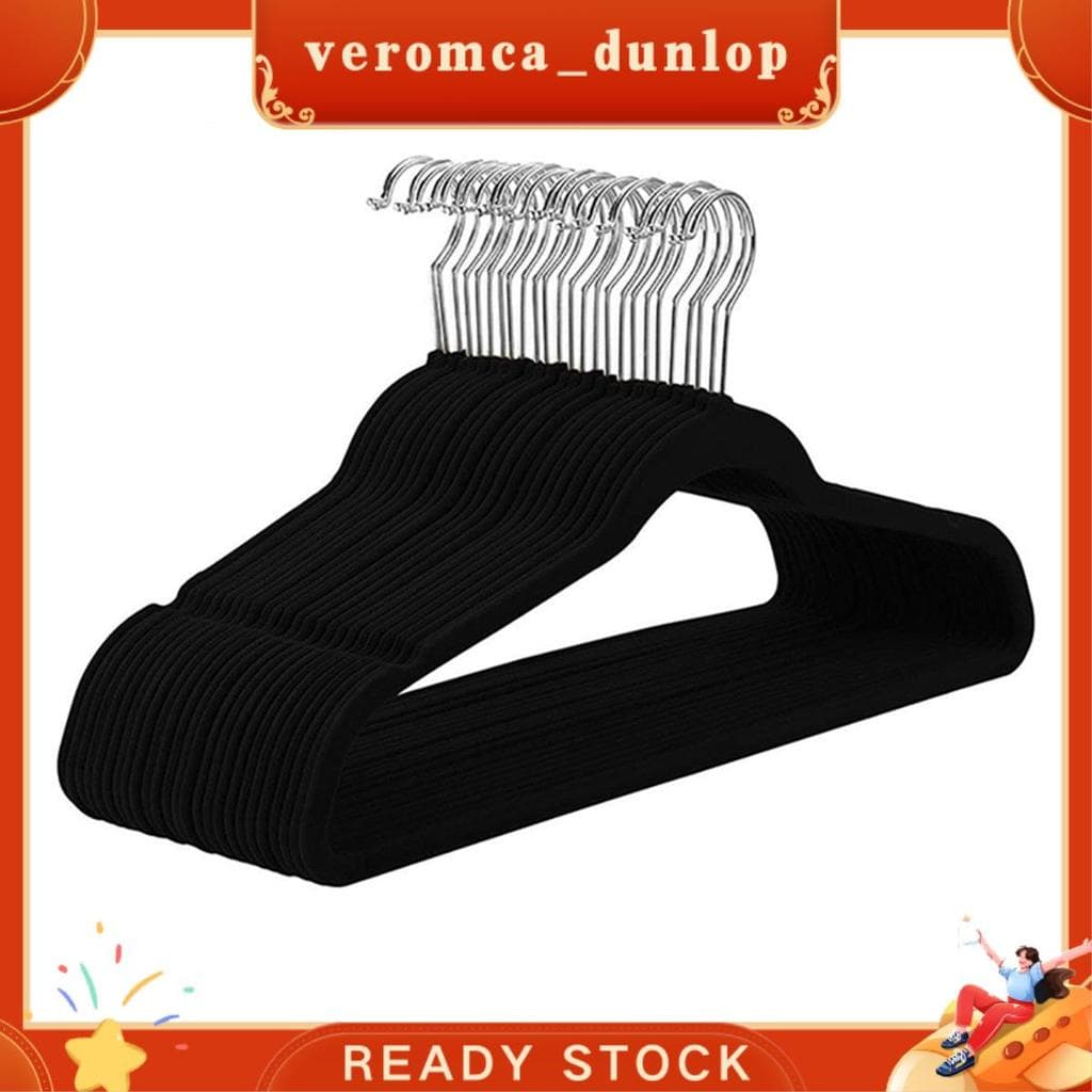 Veludo Fino , Cabides Antiderrapantes Para Roupas , Cabide , Gancho Prateado Preto