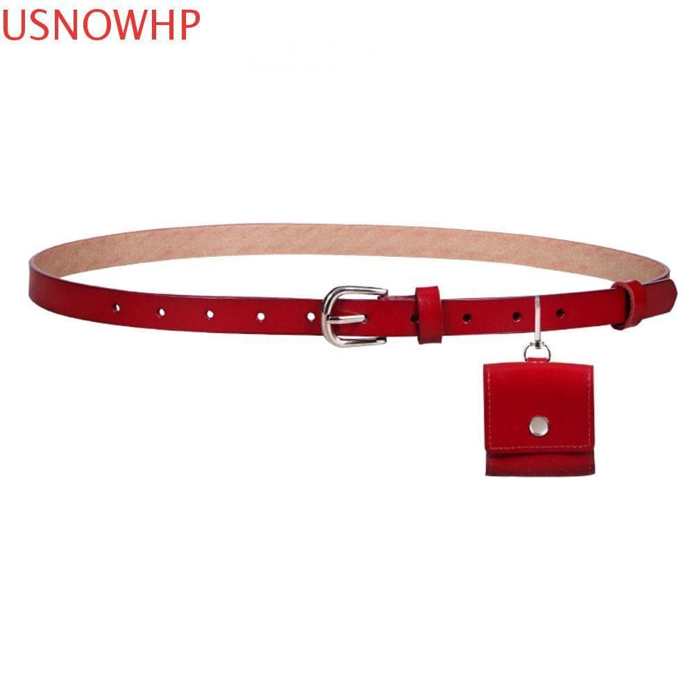 USNOWHP Bolsa De Cintura Com Cinto , Feminina Estilo Coreano Vermelho PU De Cor Sólida