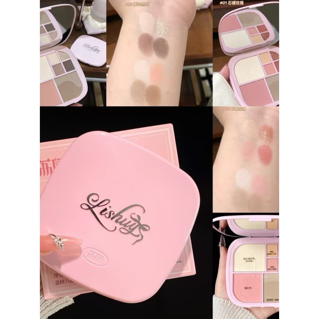 Lishu Paleta abrangente de oito cores para olhos e rosto, iluminando o rosto, linhas nasolabiais médias, Blush atmosféri
