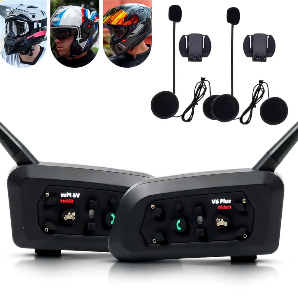 Intercomunicador Capacete De Moto Bluetooth Com Fone e Microfone  V6 Plus