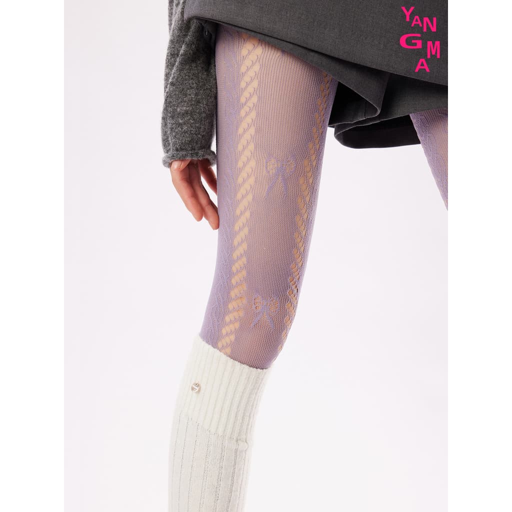 YANGMA Bowknot meia-calça feminina lolita oco meias de fundo meias femininas estilo fino Anti-gancho meias de renda de s