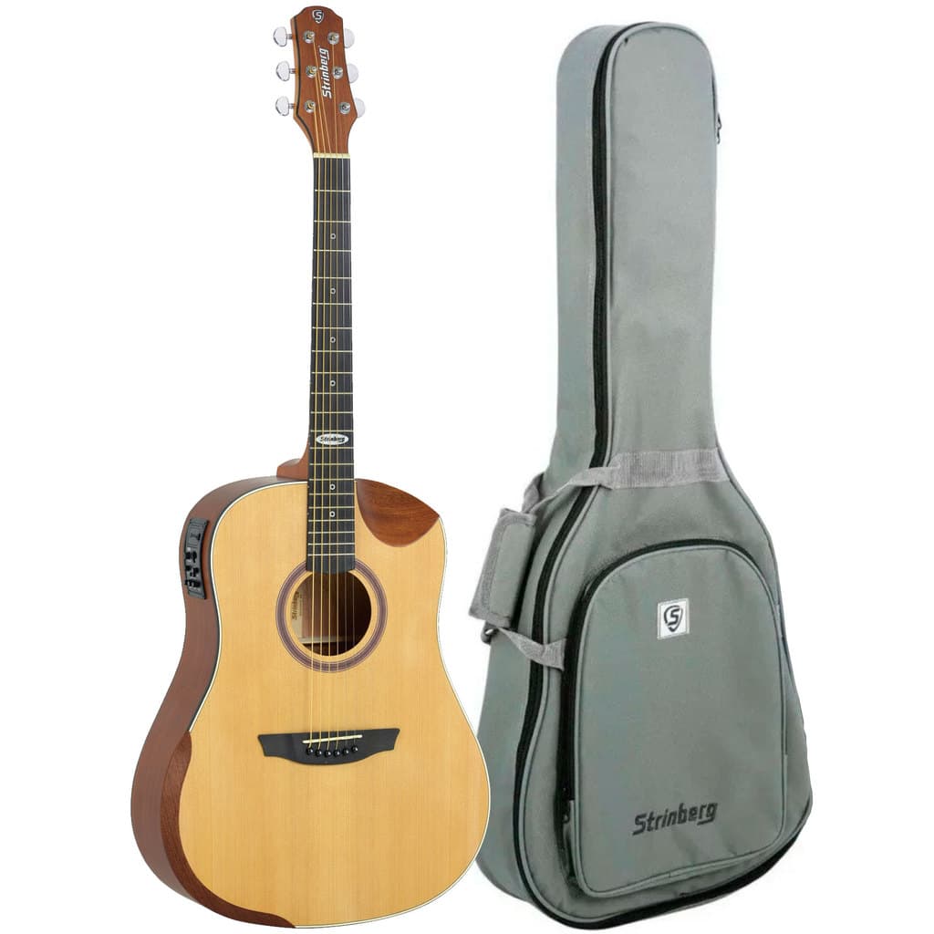 Violão Eletroacústico Strinberg Sd201hcr Destro Natural Sapele Figueira-benjamim