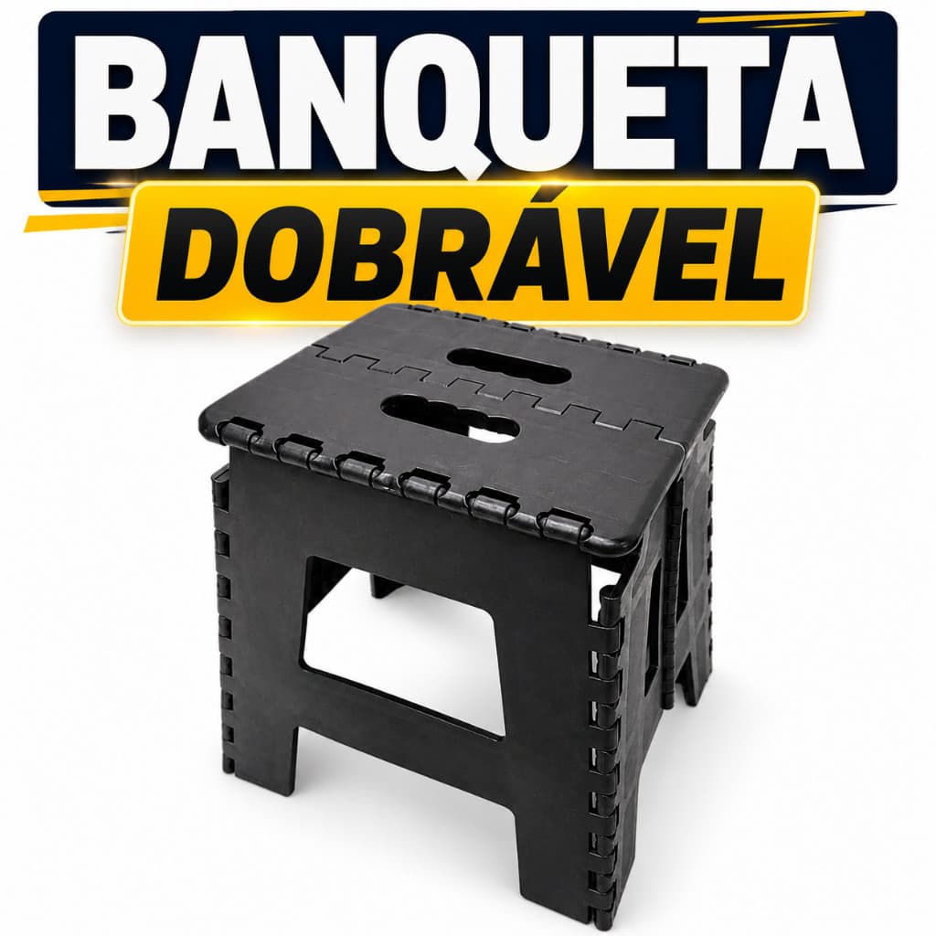 Banqueta Dobrável Banqueta Plástica 100kg 32cm Reforçada Banquinho Portátil Compacto Multiuso Cozinha Banheiro Camping