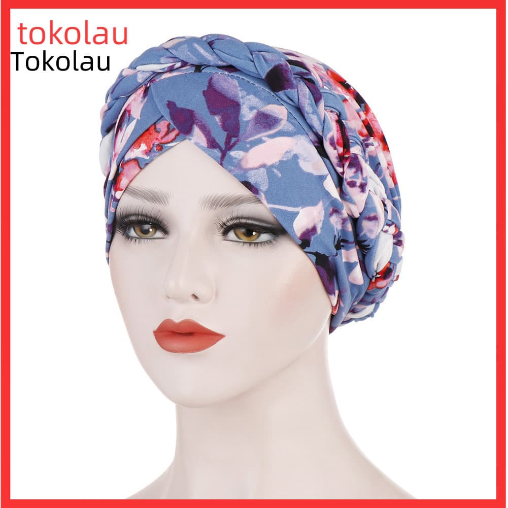 Chic Feminino Estampa Floral Elástico Lenço De Cabeça Turbante Chapéu Câncer Quimio Boné Para Perda De Cabelo