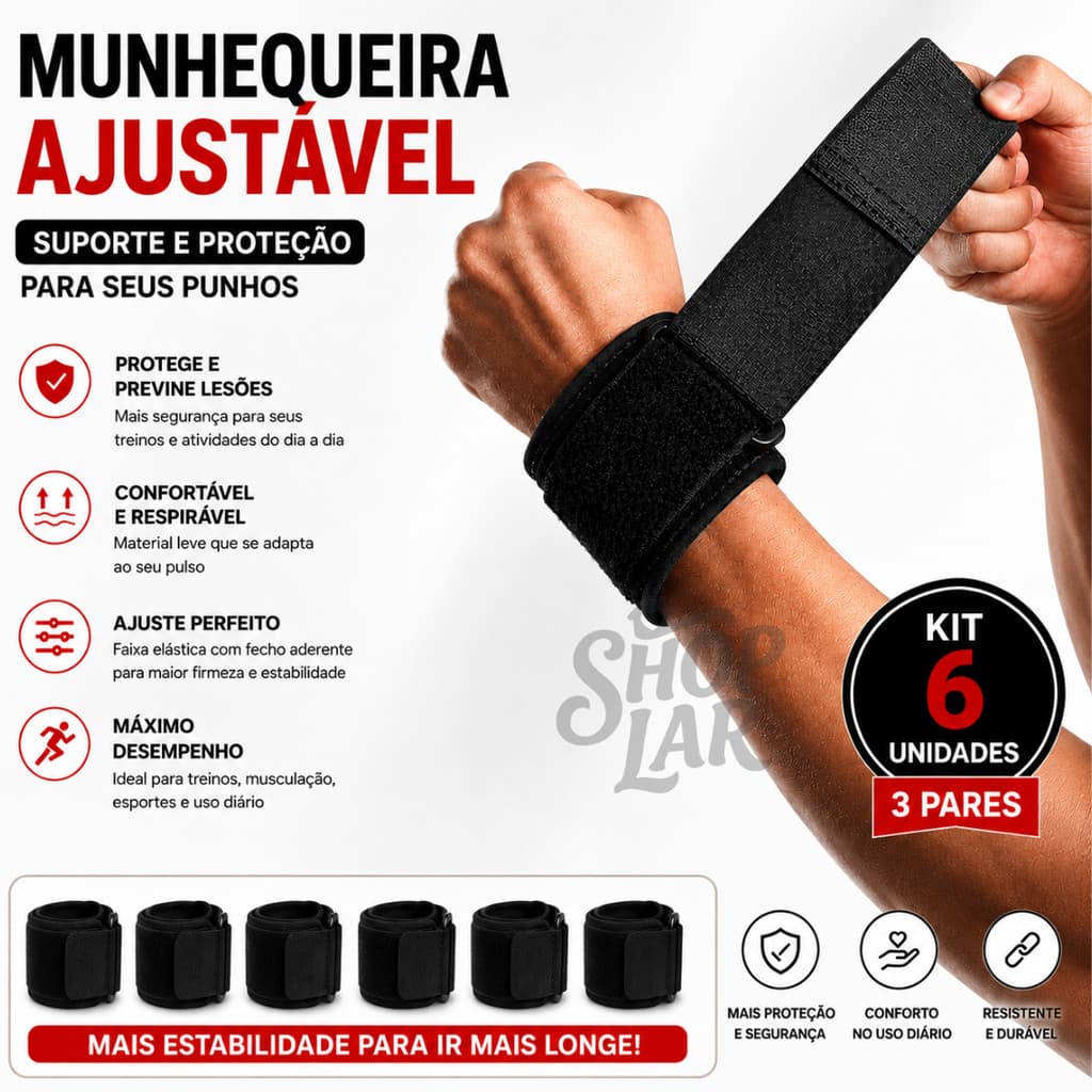1/2/4/6 UN Munhequeira Protetor de Pulso Anatômico Tensor Pulso Ajustável