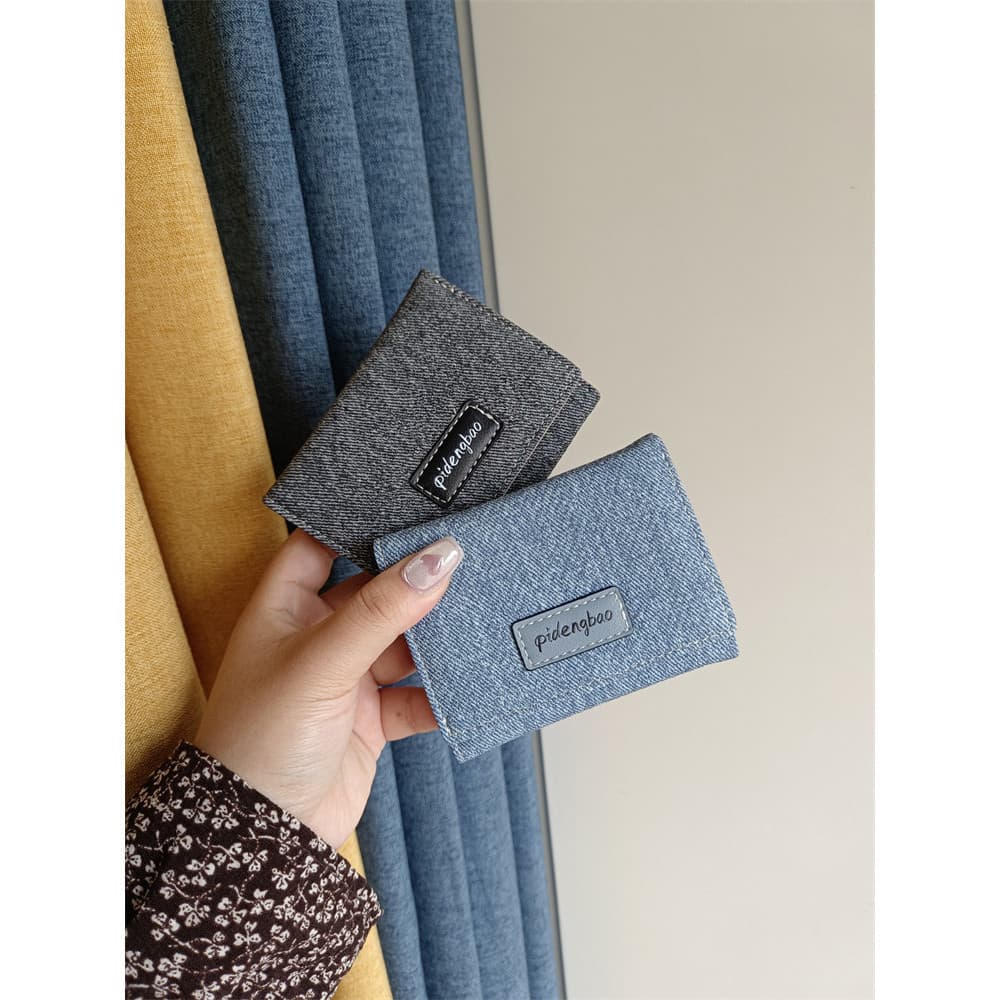carteira carteira femenina Retro Denim estilo pequena carteira feminina estilo curto 2026 novo estilo na moda simples co