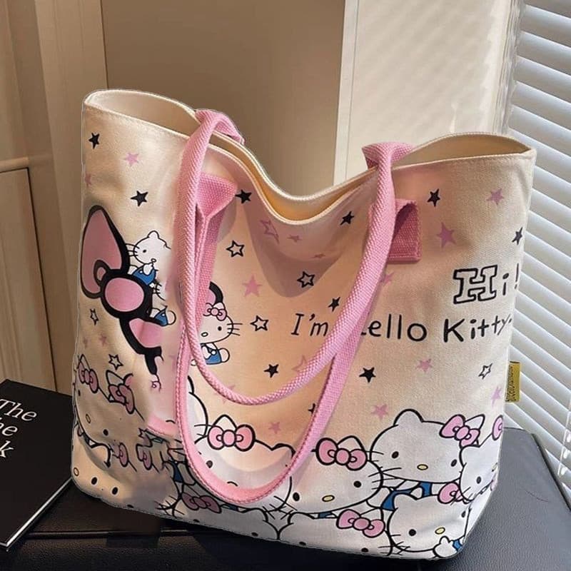 Desenhos animados dos desenhos animados impresso bolsa de lona bonito fresco bolsa de ombro estudante Commuter All-Match