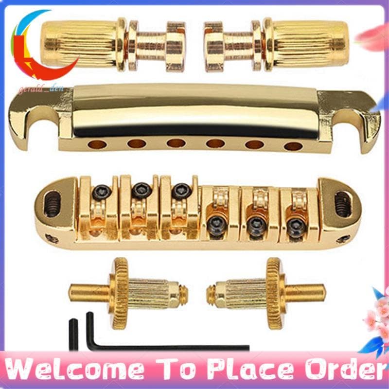 1 Conjunto De 6 Cordas Guitarra Tune-O-Ponte E Arremate Com Postes Para Elétrica LP , Ouro