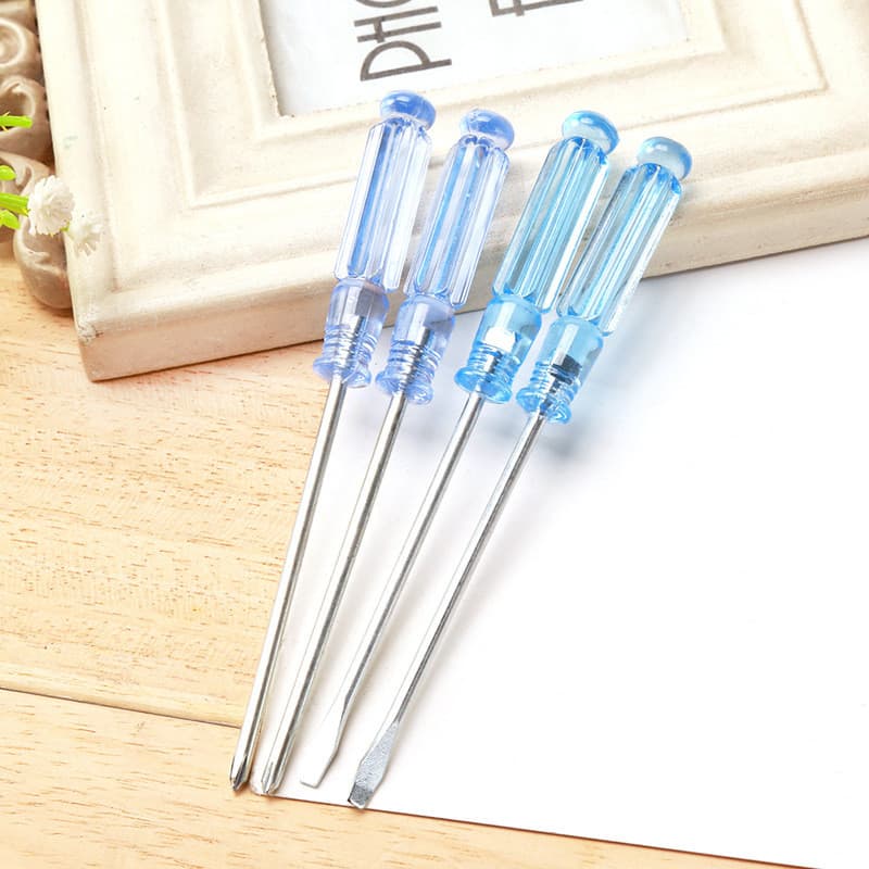 Chave de fenda doméstica, mini chave de fenda Phillips transparente, chave de fenda pequena de cabeça plana de cristal,