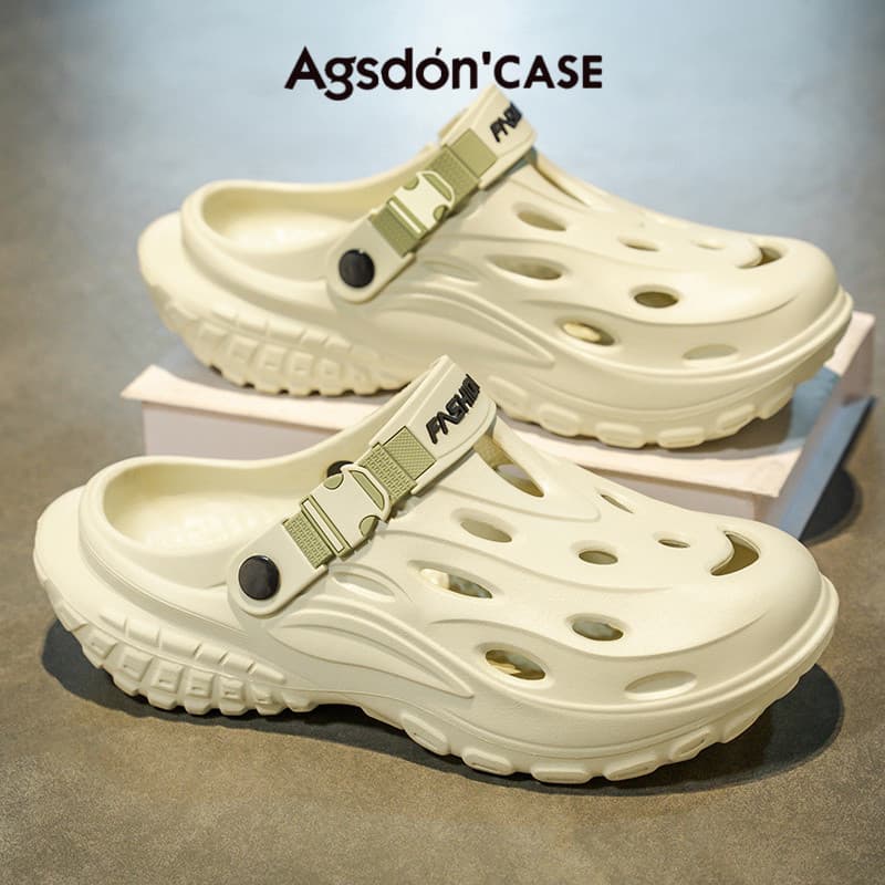 Aogushi Dengdong sapatos masculinos 2026 novo estilo verão sola grossa merda-piso dupla utilização antiderrapante Baotou