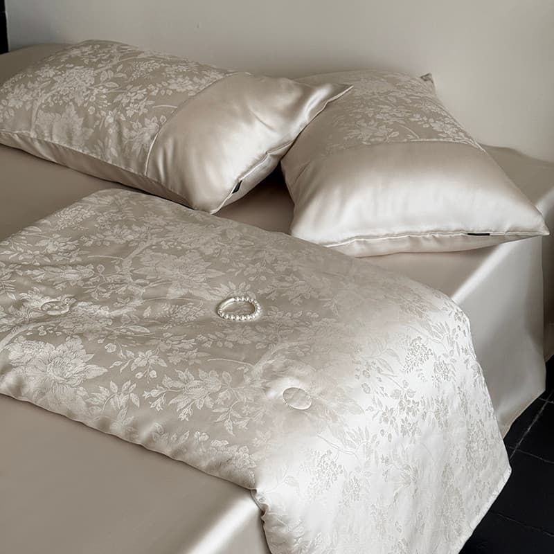 Luz de luxo francês suave Lenzing Tencel Jacquard colcha de verão capa de quatro peças colcha verão fresco colcha ar con