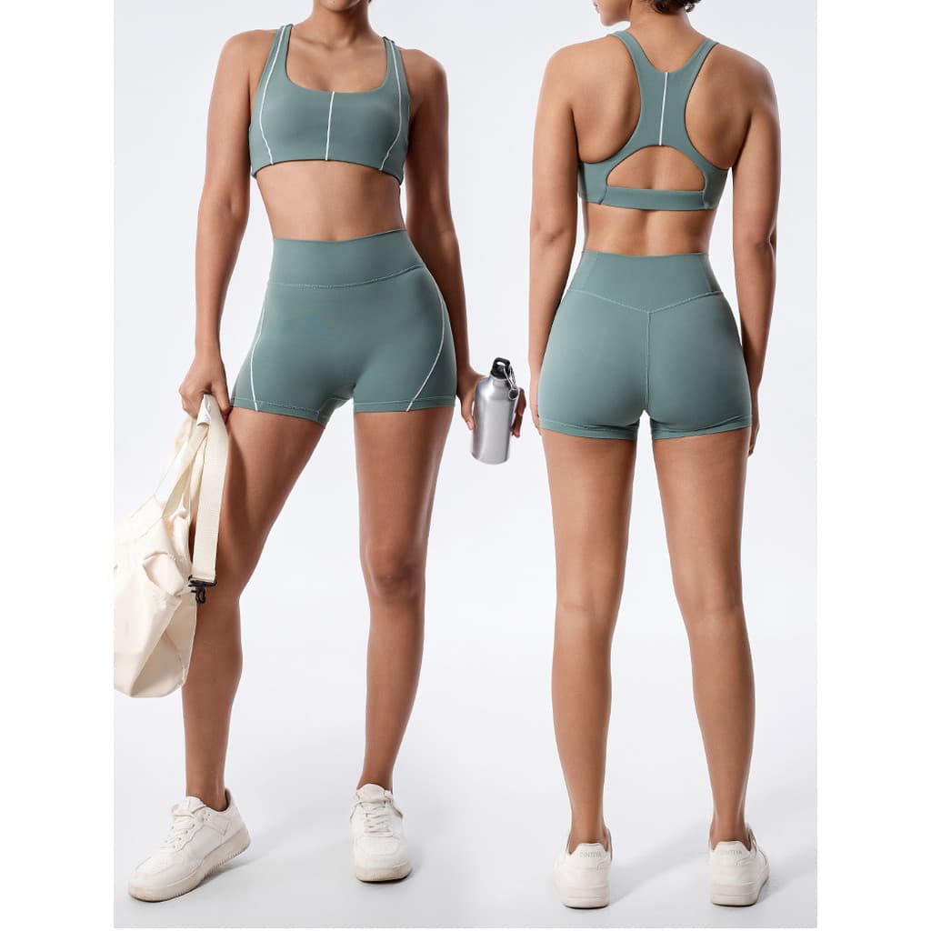 Mulheres tecido antibacteriano ao ar livre fitness Pilates correndo roupas de fitness mais magro olhar contraste cor rou