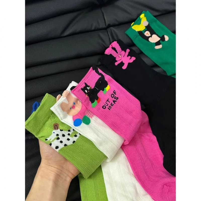 Verão engraçado meias exclusivas femininas versão coreana na moda meias dos desenhos animados Design fino nicho estilo m