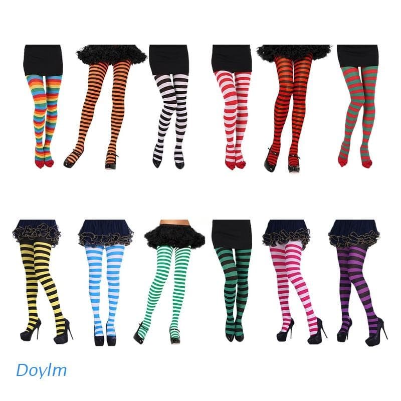 Meias-calças Opacas Listradas Multicoloridas Doylm para Meninas, para Cosplay de Bruxa