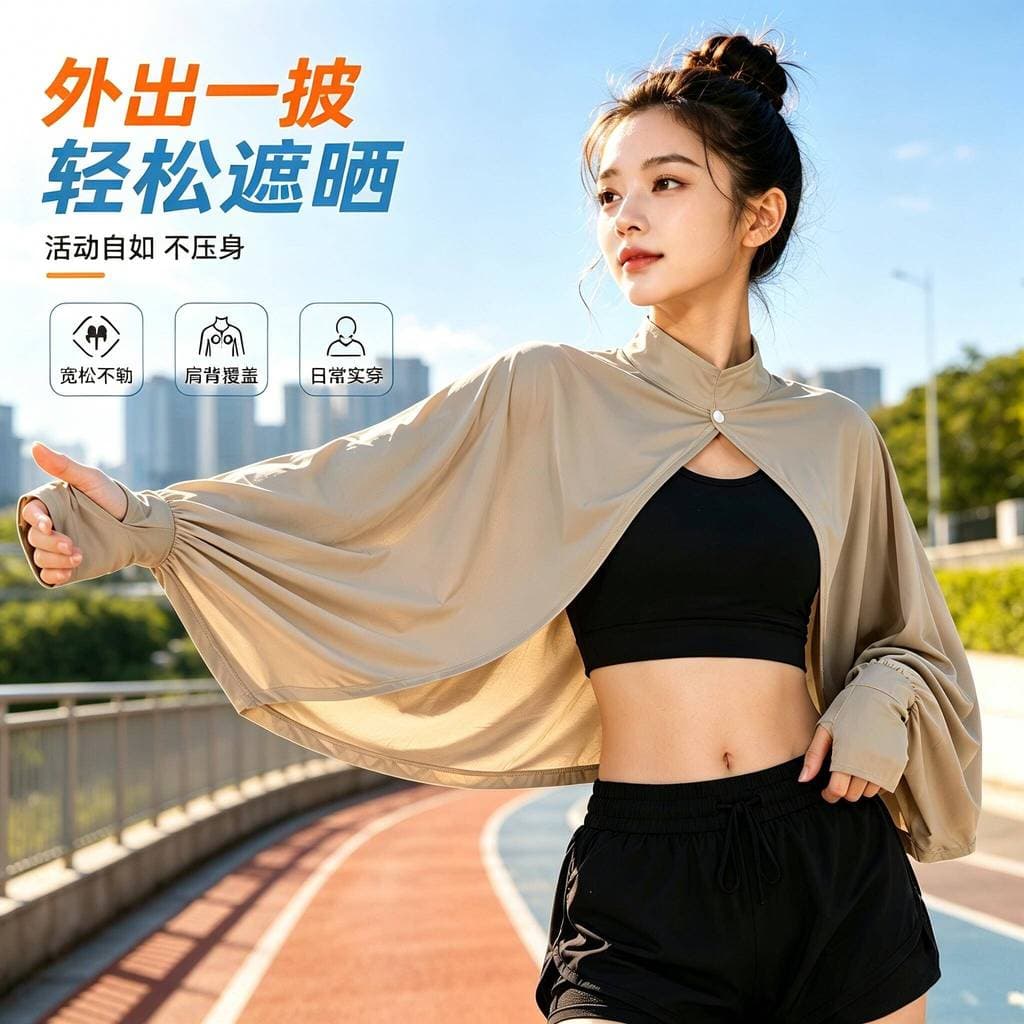 Protetor solar xale feminino verão ciclismo condução Anti-sol blusa manto respirável solto de manga comprida gelo S