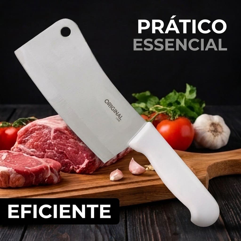 Kit com 2 Cutelos Facas 6 Polegadas Profissional Pro Cabo Nylon Super Reforçado Machadinha Açougueiro