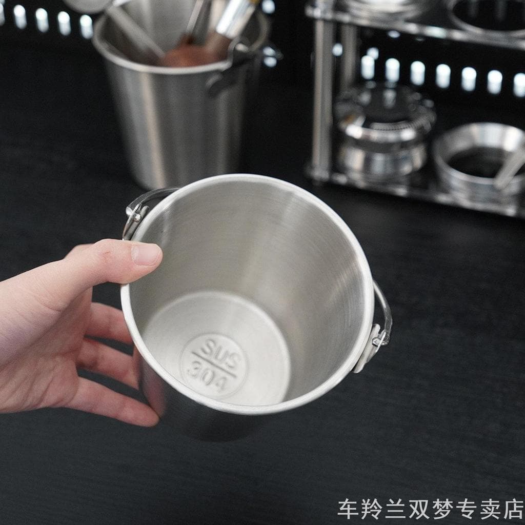 Portátil de aço inoxidável armazenamento de café pequeno balde Desktop colocação buraco placa pendurado dupla utilização