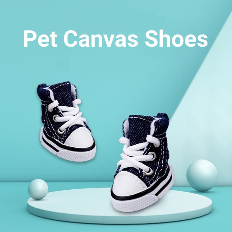 Sapatos para Cães 4 peças Botas de Lona Respiráveis e Antiderrapantes para Cães Pequenos, Médios e Grandes