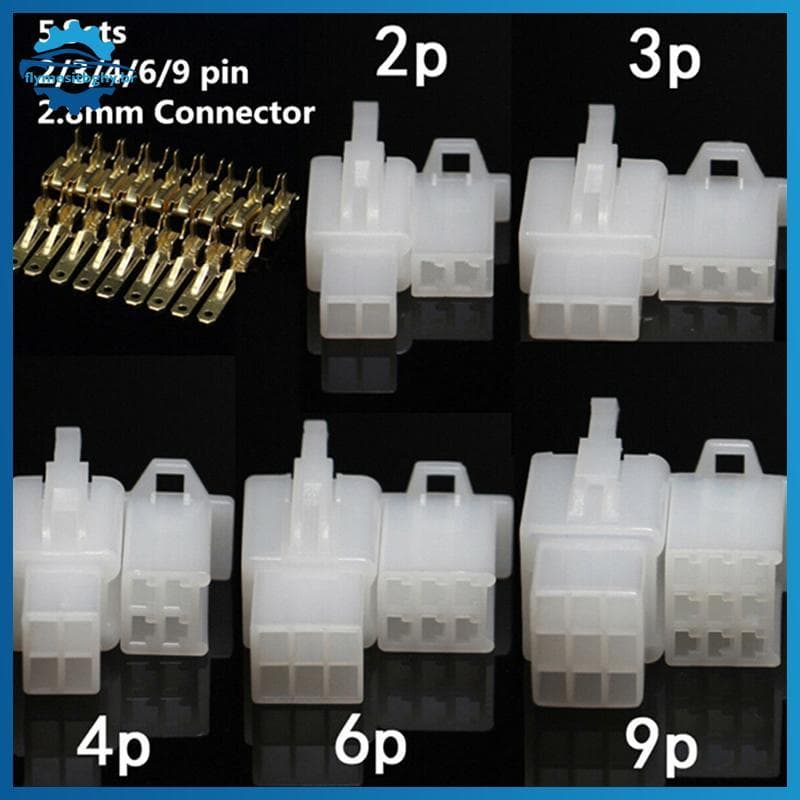 flym 5 Conjuntos Elétricos Automotivos 2.8 Mm 2 3 4 6 9 Pinos Crimpagem Fio Conector Terminal fl