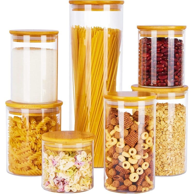 Frascos De Armazenamento De Alimentos De Vidro Vtopmart , Recipientes De Cozinha De 7 Pacotes Com Tampas Herméticas De M