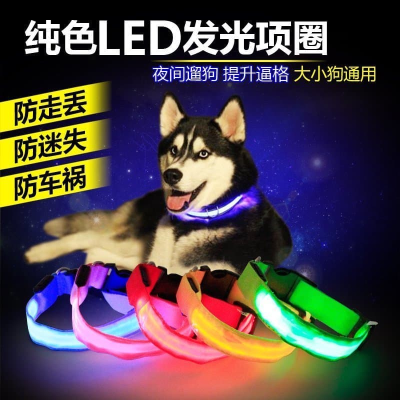 Coleira luminosa para cachorro com LED piscante, coleira para cachorro pequeno, médio e grande, cinto de tração para ani