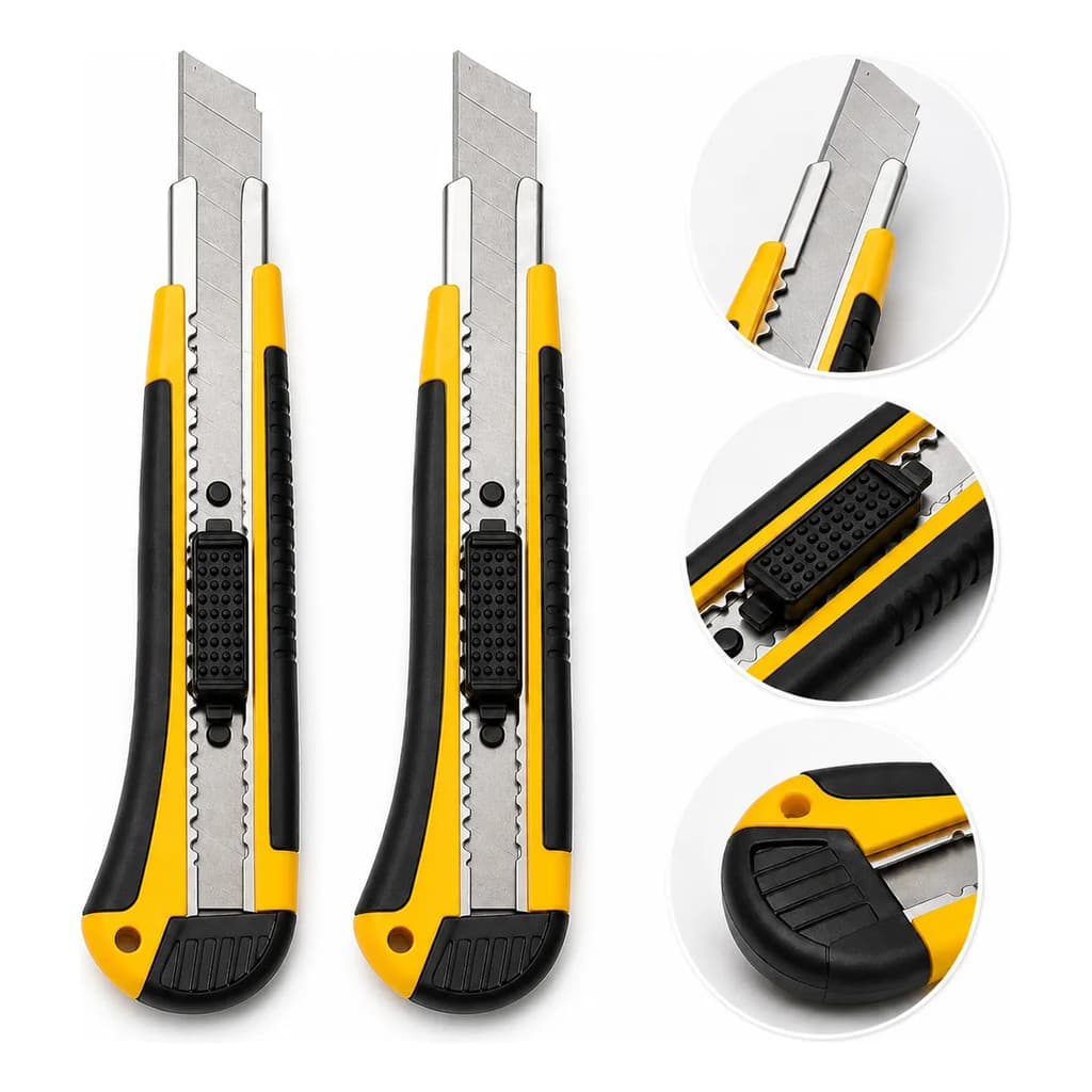 Kit 2 Estilete Profissional 18mm Emborrachado + 6 Lâminas