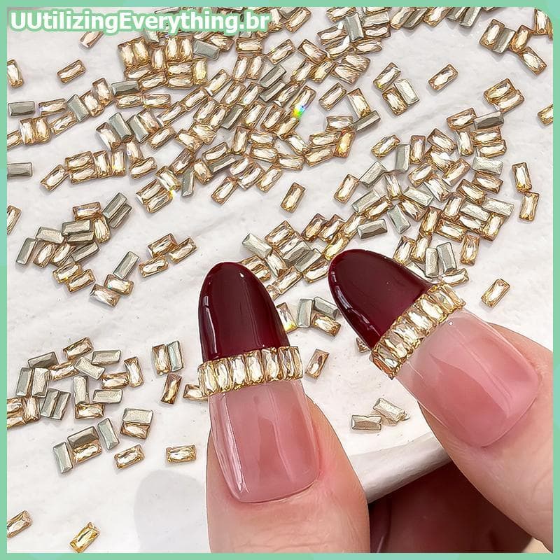 UUTIL 50 Unidades Retangulares De Zircônia Para Unhas Transparentes 5a Cristal Diamante Listrado Francês Acessório