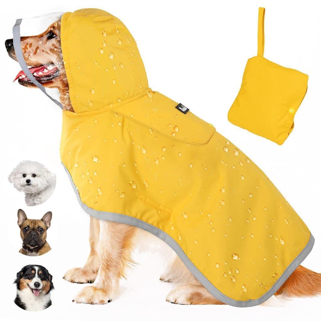 Capa de chuva transparente com capuz para animais de estimação estilo capa de passeio para cães à prova d'água