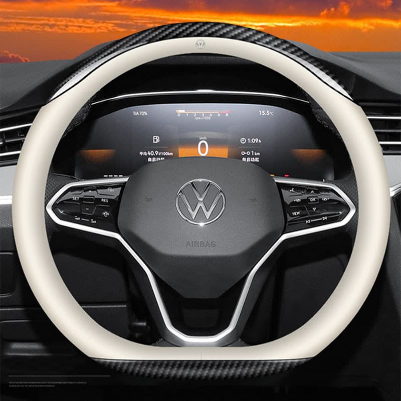 Capa de volante Volkswagen LAVIDA SAGITAR MAGOTAN TAYRON THARU TIGUAN GOLF BORA PASSAT, capa de couro para volante