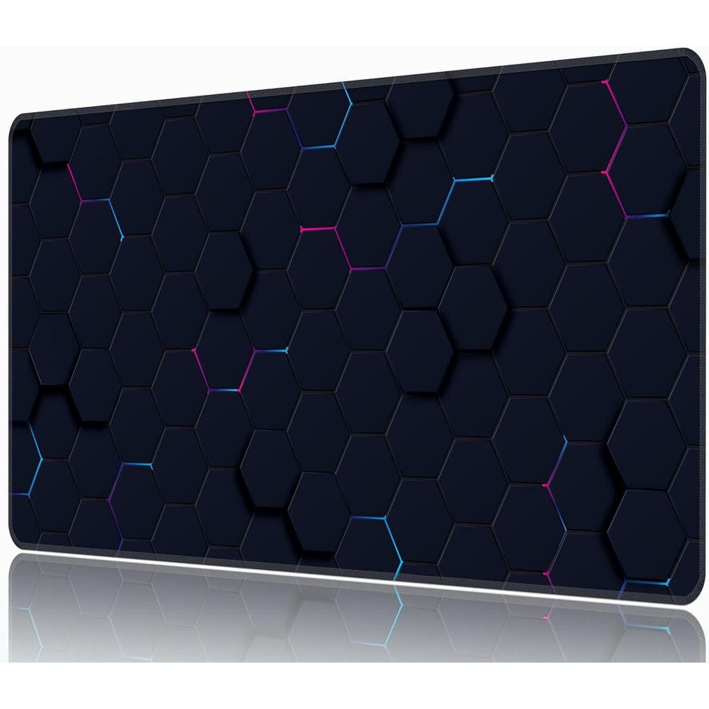 Mousepad Azul e Vermelho em Padrão Favo de Mel, Grande XL 31.5"x15.7", Mousepad Grande para Jogos, Tapete de Mesa Estend