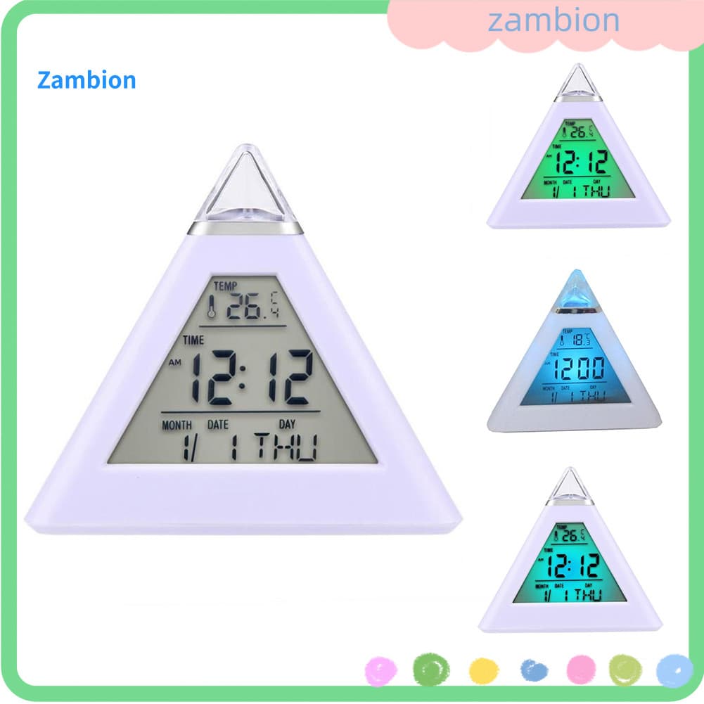 Pirâmide LED Backlight Display Digital Tempo Termômetro Calendário Despertador
