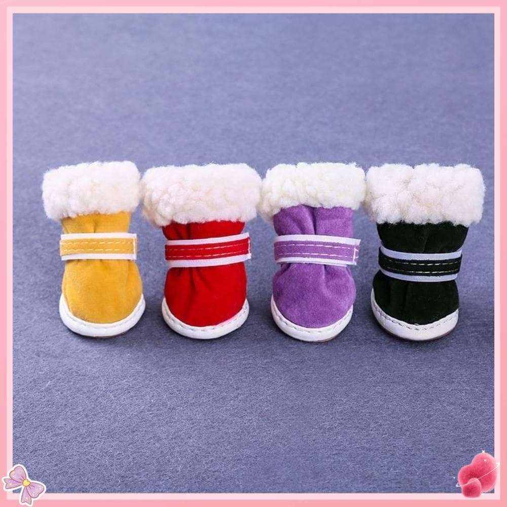 4 Peças Sapatos Para Animais De Estimação , De Inverno Antiderrapantes Engrossados Cães , Botas De Neve Quentes D