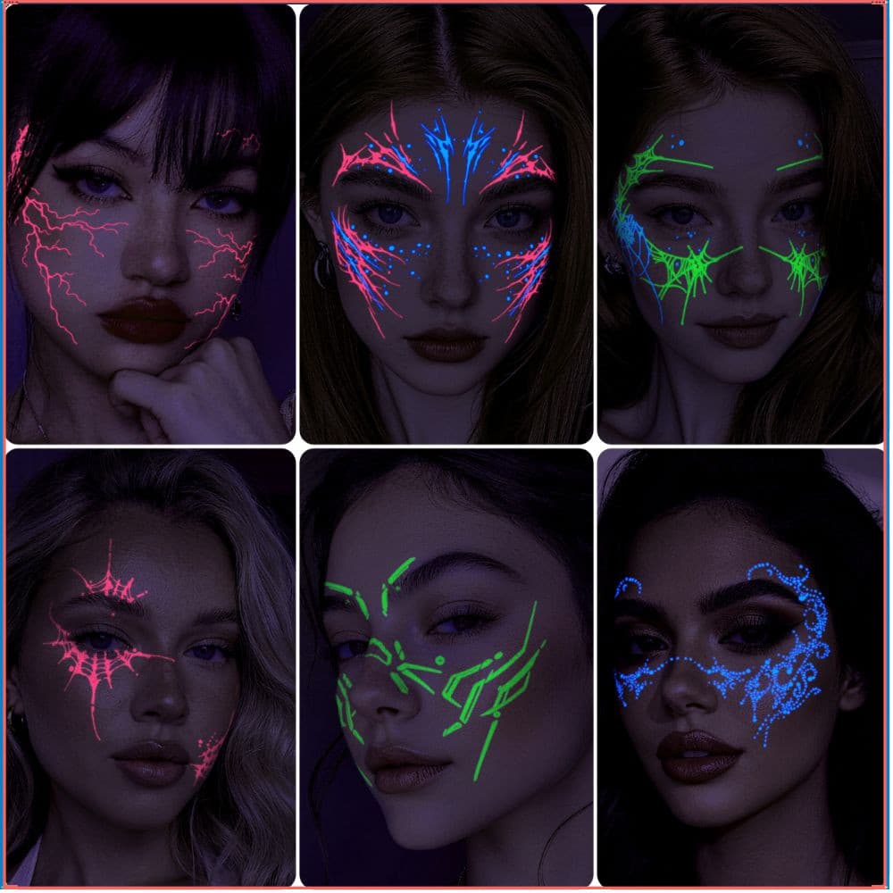 Tatuagens Temporárias De Halloween CACTU , Tatuagem Descartável Com Brilho Luminoso No Escuro , Faça Você Mesmo