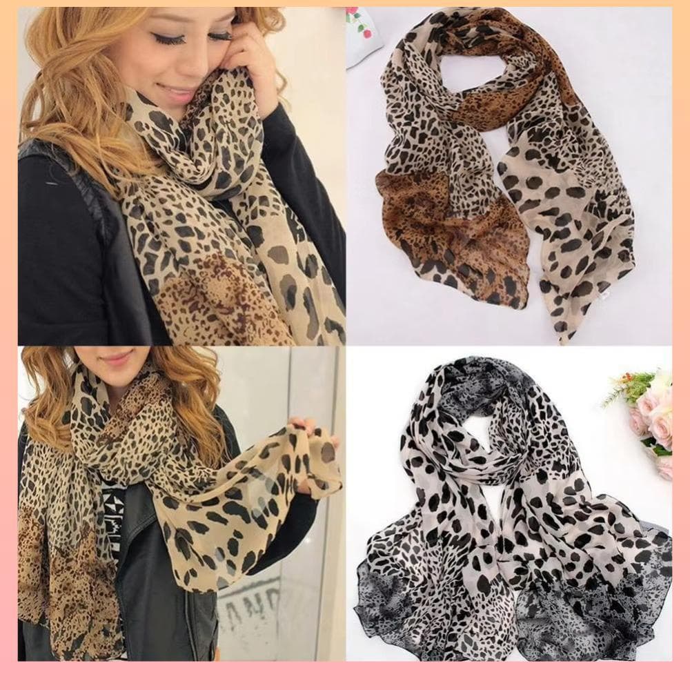 Cachecol De Chiffon , Lenço De Seda Xale Longo Vintage Com Estampa De Leopardo , Macio E Elegante Feminino