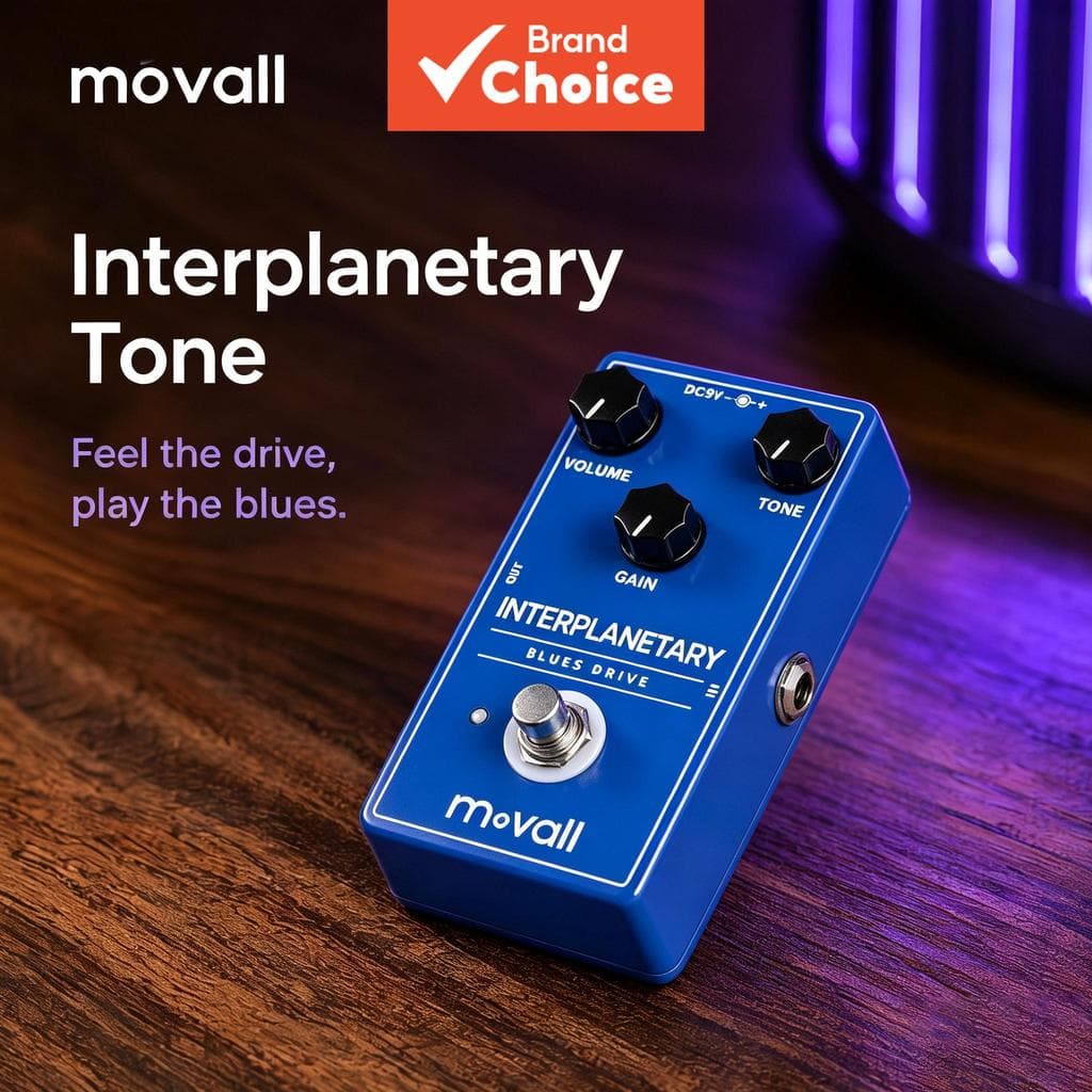 Pedal de Efeitos de Guitarra Blues Drive Movall Portátil Overdrive 3 Knobs Ajustável True Bypass Mini Stompbox para
