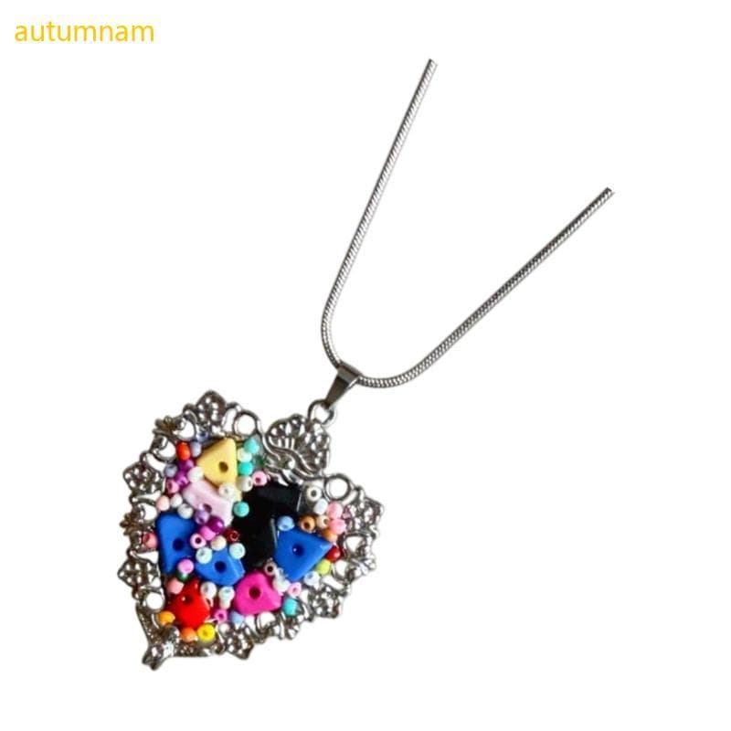 Autumnam Bold Look Coração Colar Para Mulheres Pingente Colorido Frisado E Detalhes De Estrela Y2K Clavícula De Aço Inox
