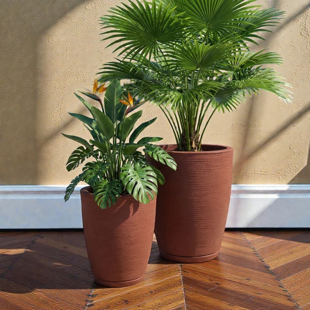 Vasos de Planta Grandes Escovados Polietileno para Jardim e Sala P/ Varanda Interior Exterior Flores Suculentas Cactos