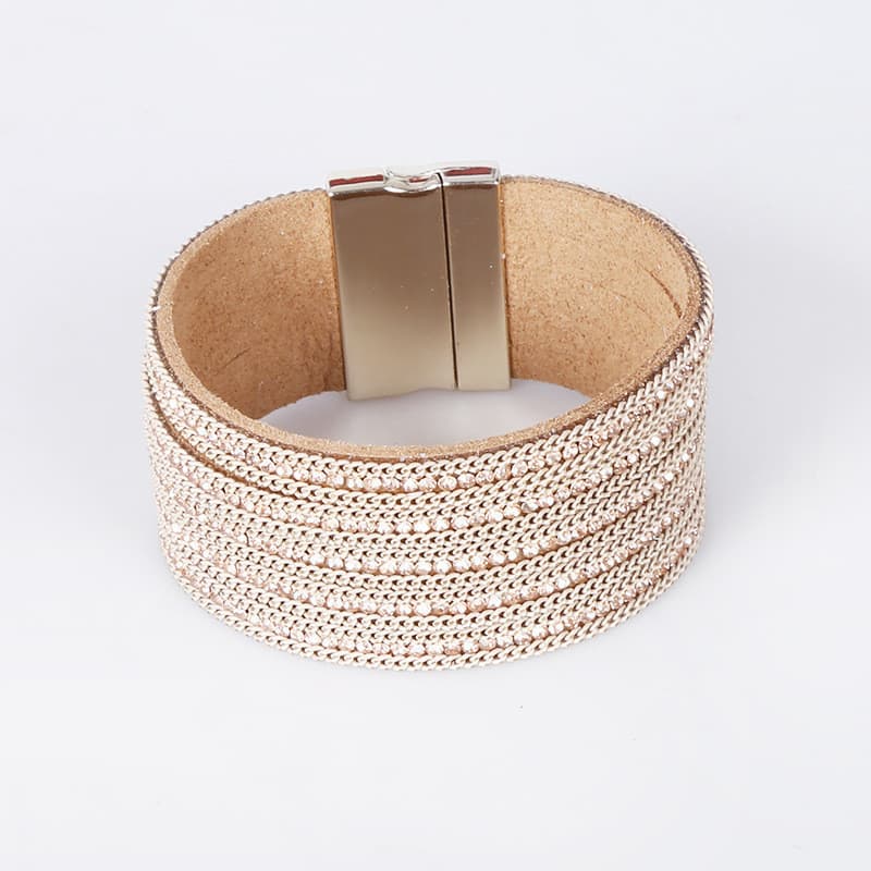 Pulseira feminina de alta qualidade, pulseira multicamadas, pulseira de couro da moda europeia e americana