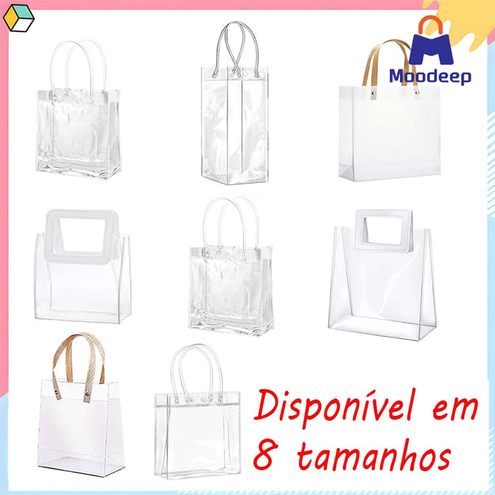 15/20 peças de sacos de presente fosca transparente com alças sacos de presente de PVC para casamento, reutilizável